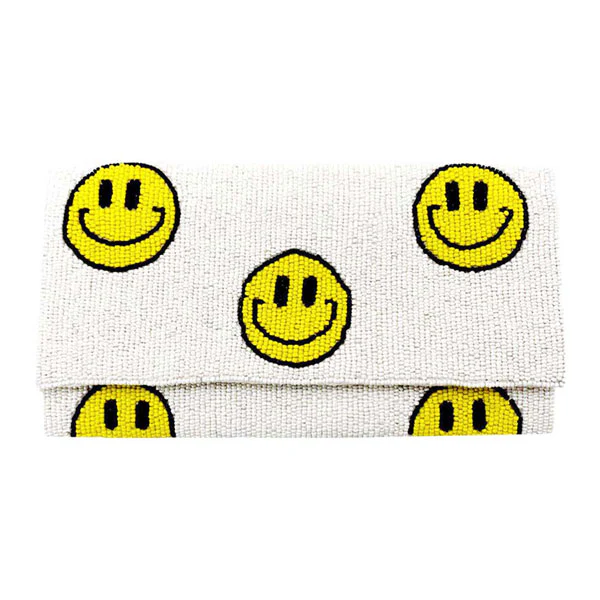 Chic Beaded Smiley Face Clutch