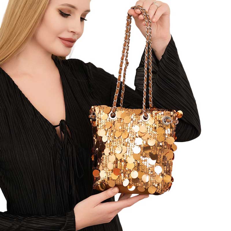 Elegant Sequin Bucket Bag