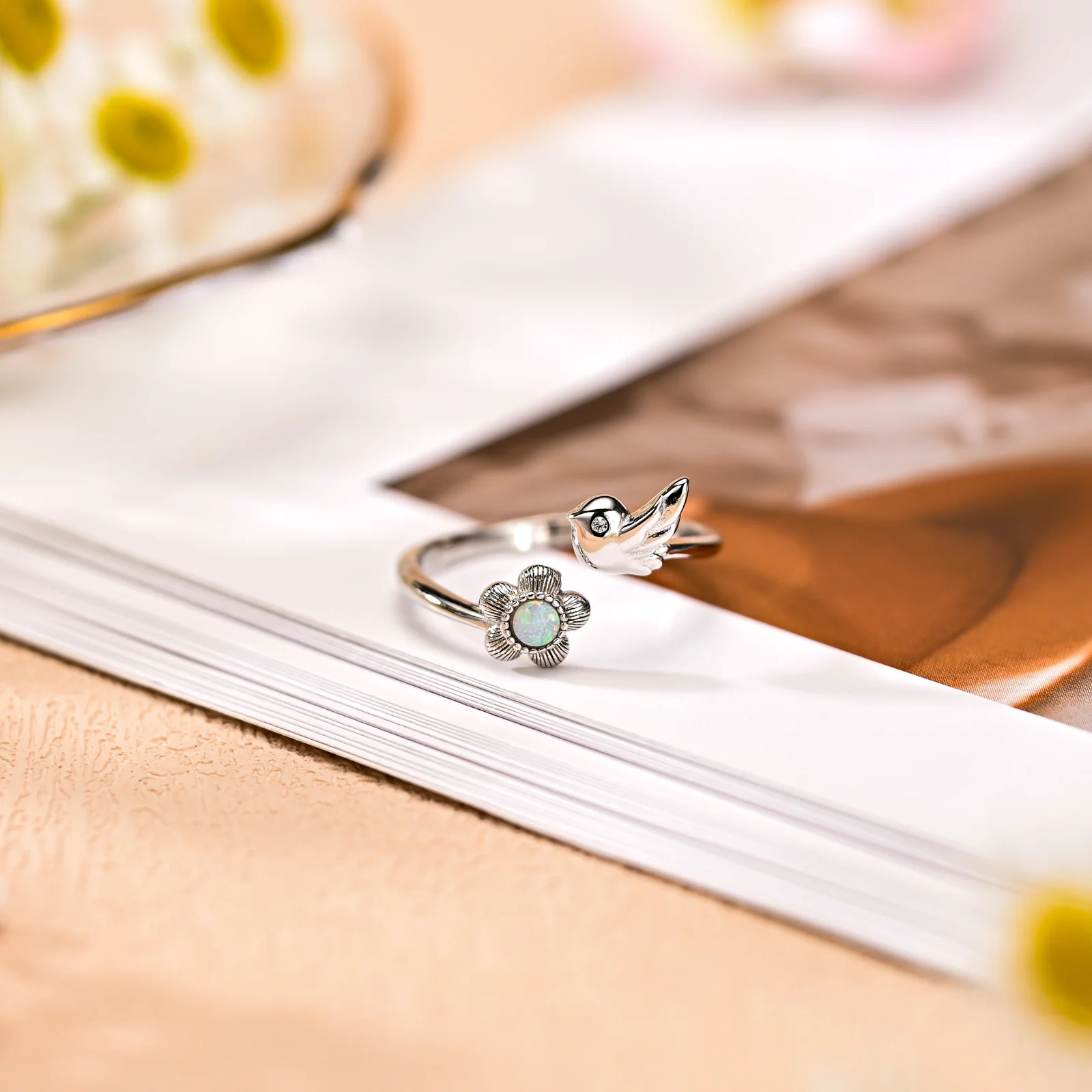 Enchanted Bird And Blossom Ring