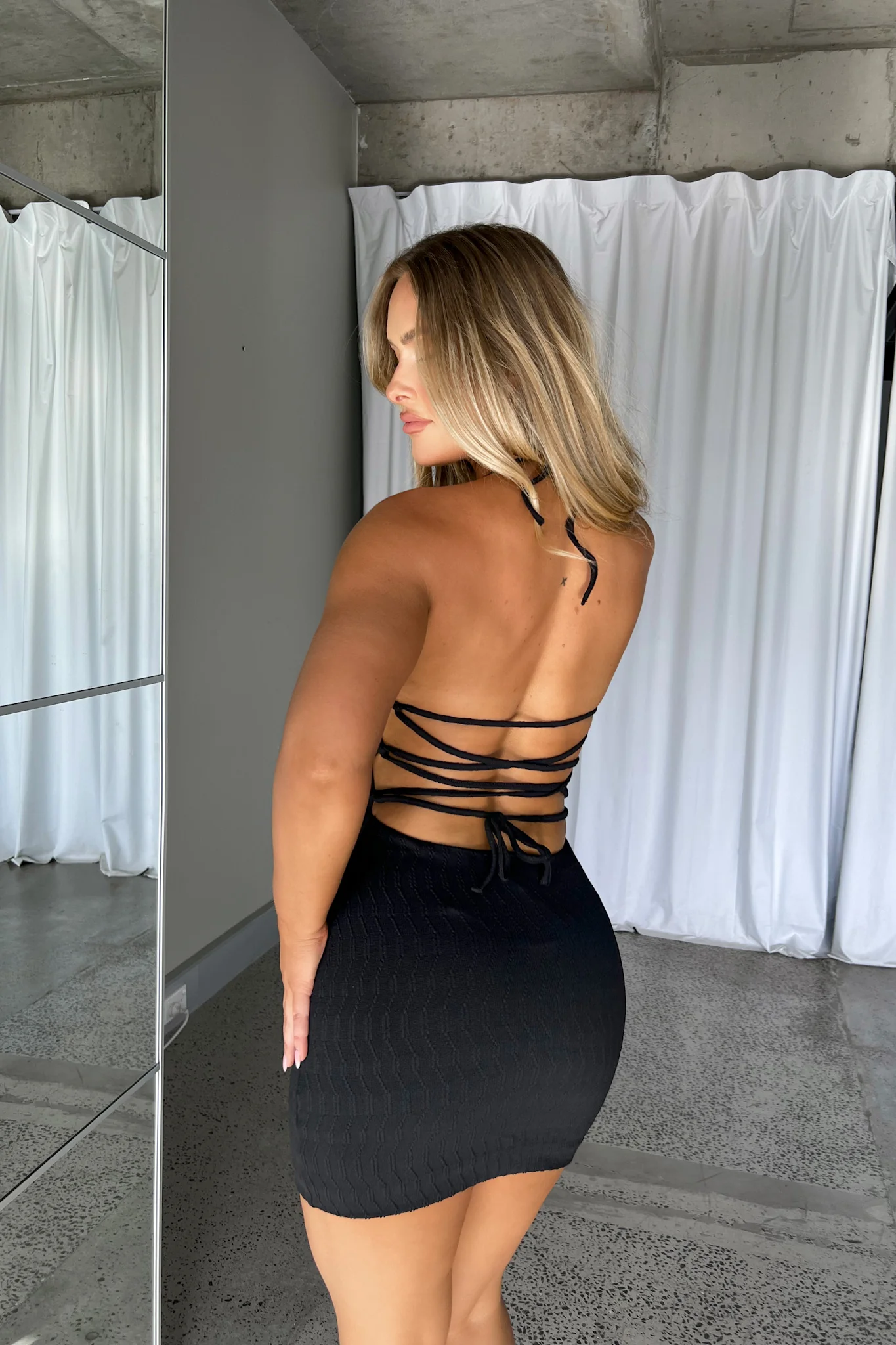 Sleek Black Halter Neck Dress