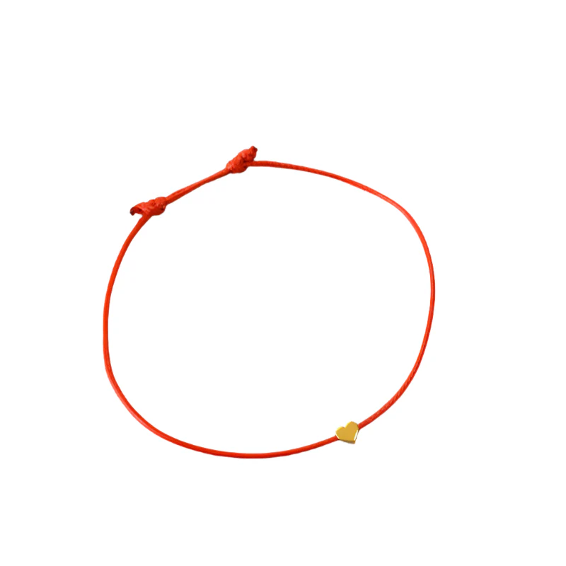 Chic Red Cord Bracelet With Heart Charm