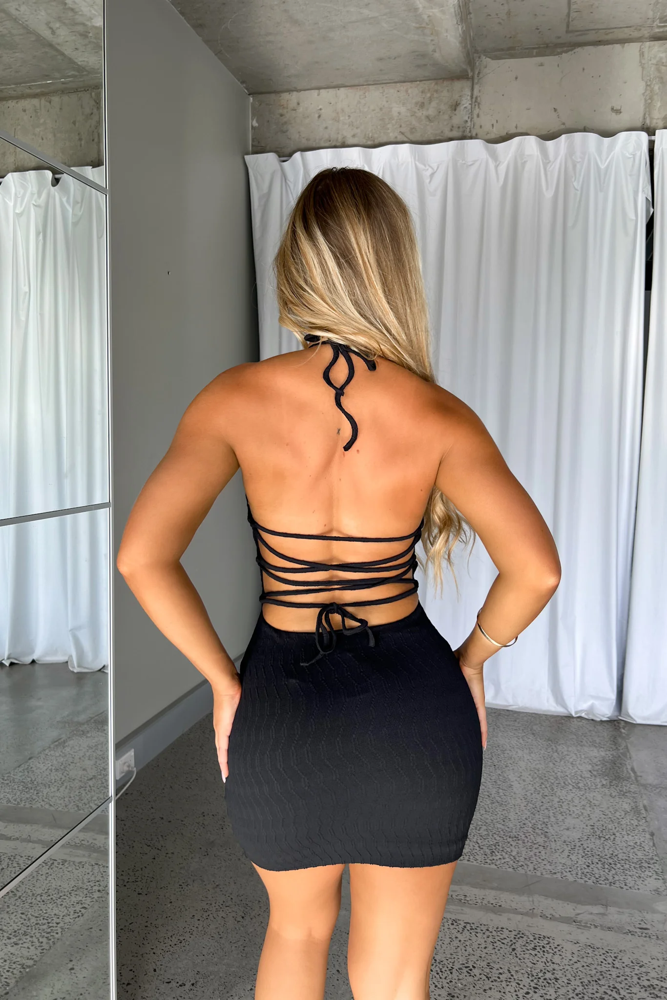 Sleek Black Halter Neck Dress