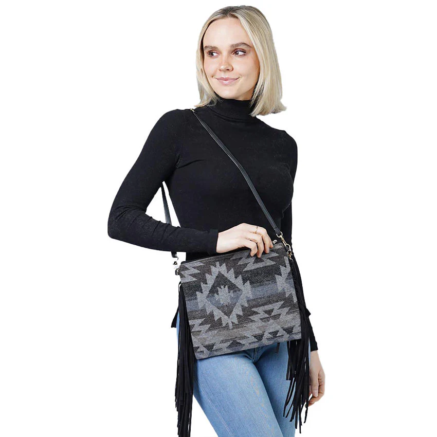 Stylish Geometric Fringe Crossbody Bag