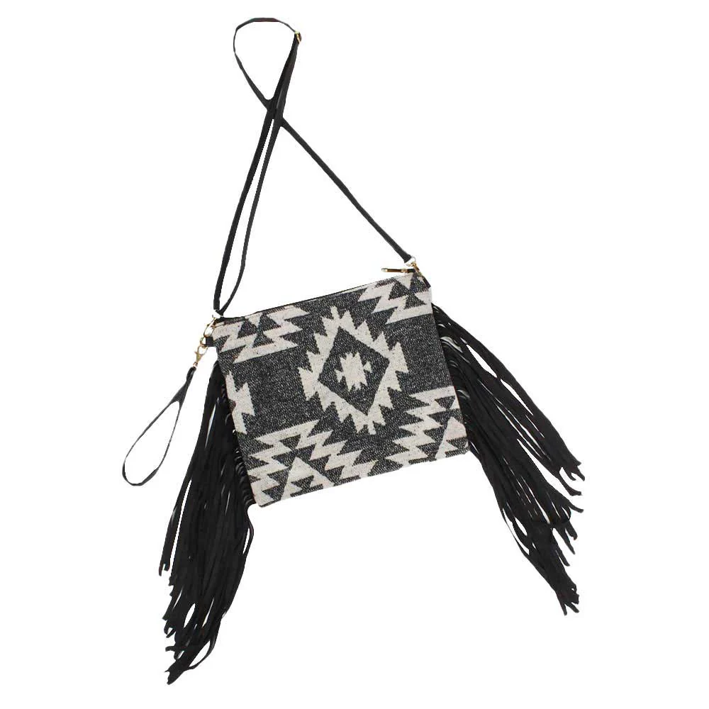 Stylish Geometric Fringe Crossbody Bag