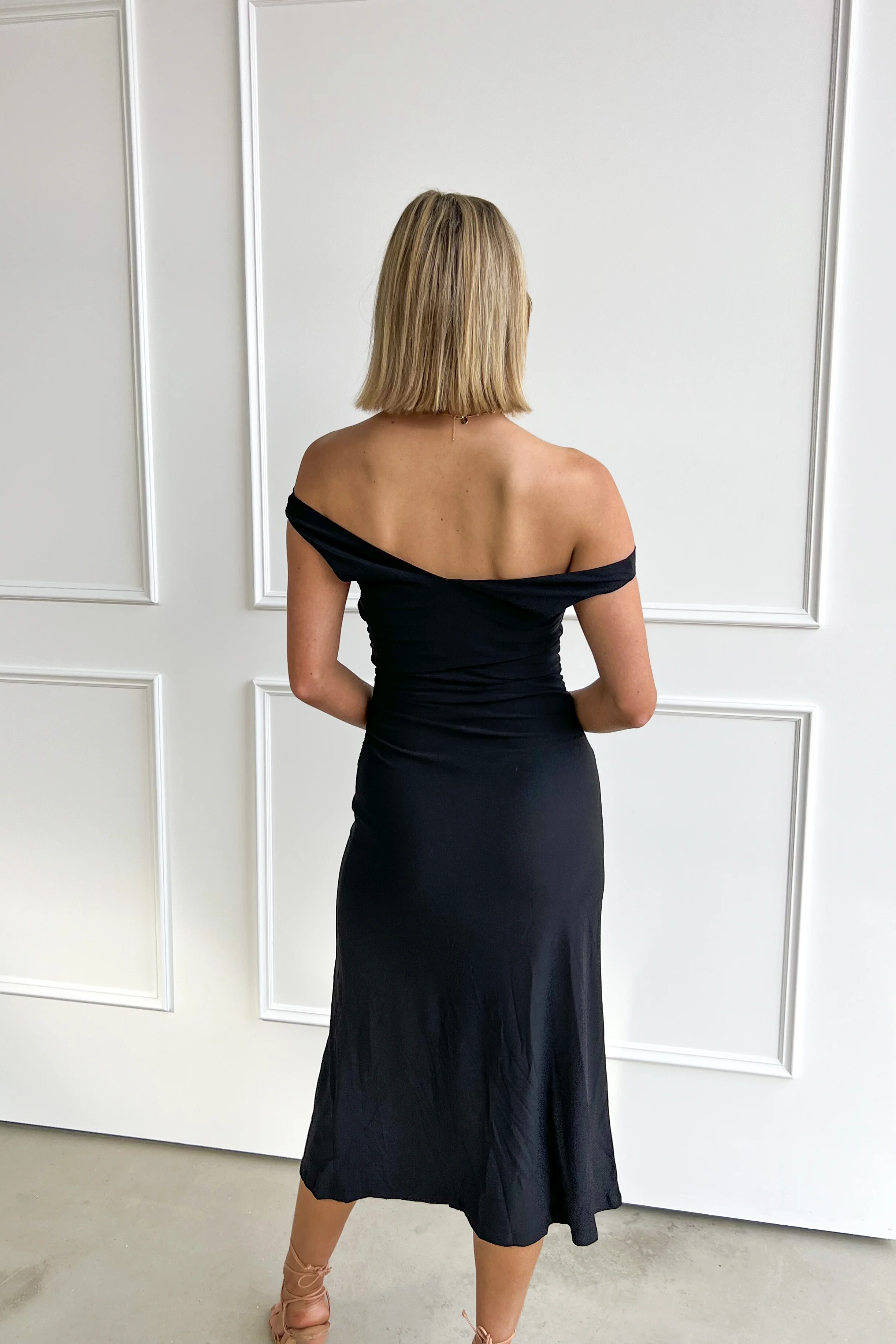 Elegant Off-Shoulder Black Dress