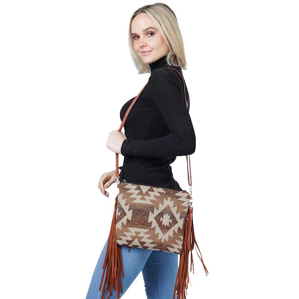 Stylish Geometric Fringe Crossbody Bag