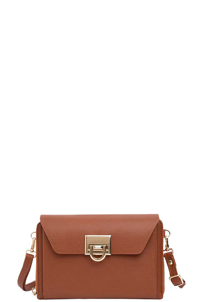 Elegant Black Faux Leather Crossbody Bag