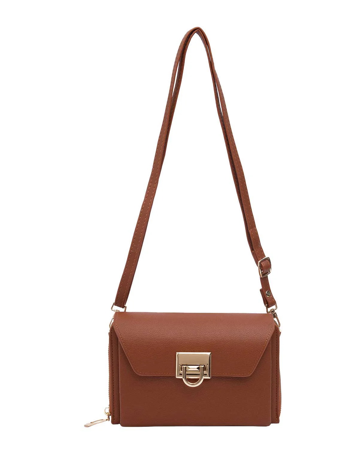 Elegant Black Faux Leather Crossbody Bag