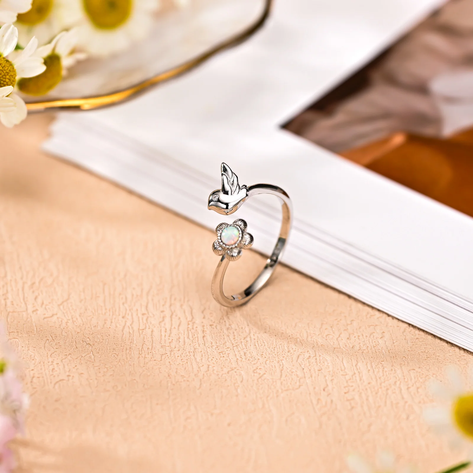 Enchanted Bird And Blossom Ring