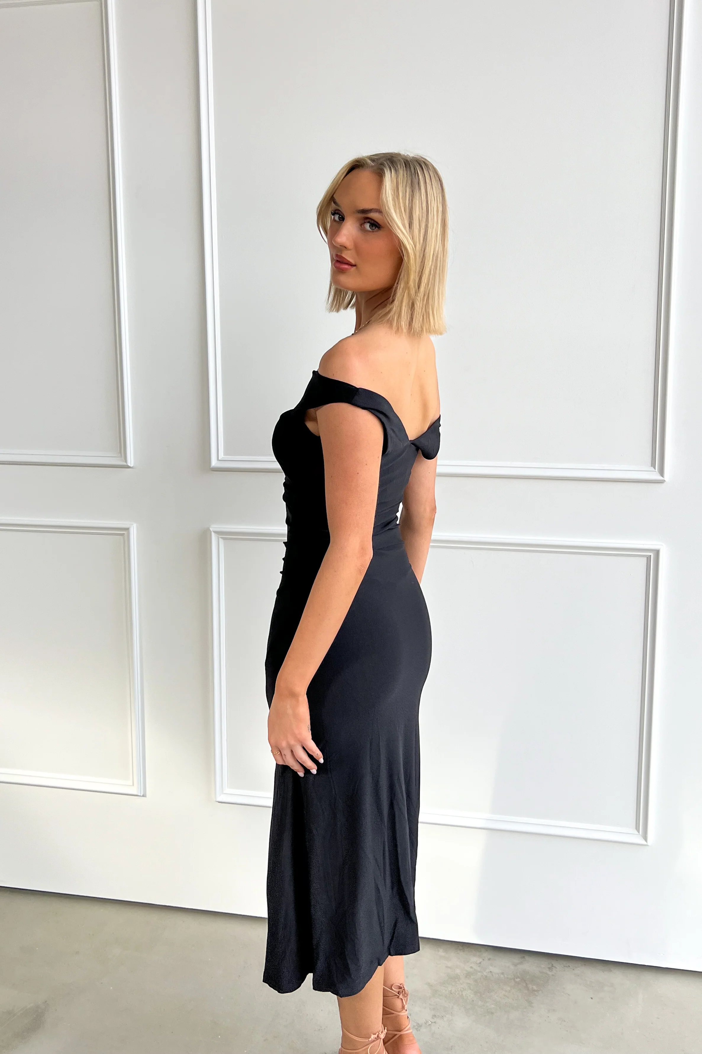 Elegant Off-Shoulder Black Dress